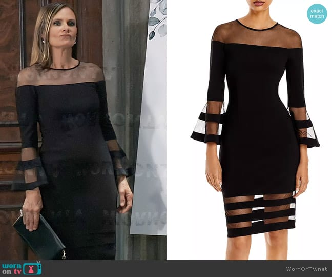 Aqua Bell-Sleeve Illusion Dress worn by Lucy Coe (Lynn Herring) on General Hospital