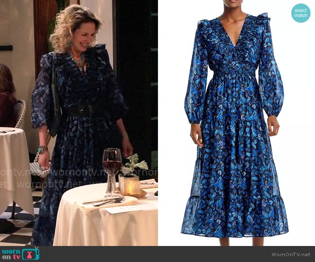 Aqua Paisley Print Tiered Maxi Dress worn by Thea-Lynn (Missy Yager) on Extended Family
