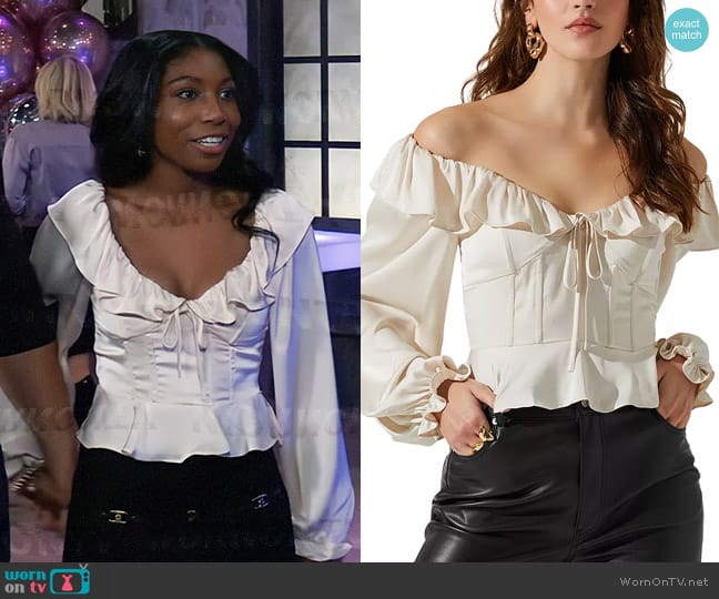 ASTR The Label Malia Corset Top worn by Trina Robinson (Tabyana Ali) on General Hospital