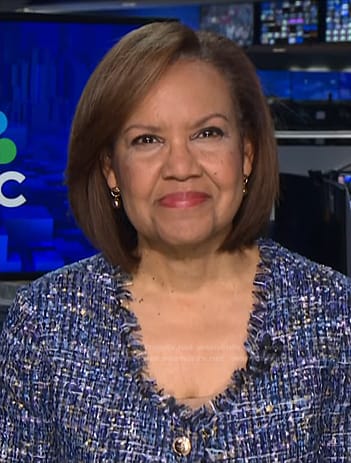 Bertha Coombs’s blue tweed jacket on NBC News Daily