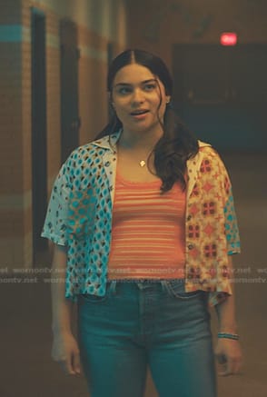 Bonnie’s mixed print short sleeve shirt on Echo