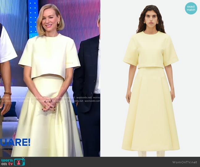 Bottega Veneta Compact Wool Cropped Top in Camomile worn by Naomi Watts on Good Morning America