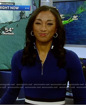 Brittany’s blue contrast stripe dress on Good Morning America