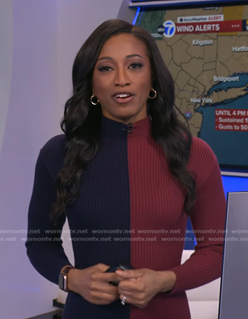 Brittany’s navy and red colorblock dress on Good Morning America