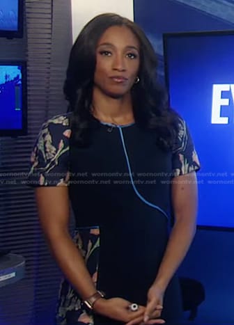 Brittany’s navy floral panel dress on Good Morning America