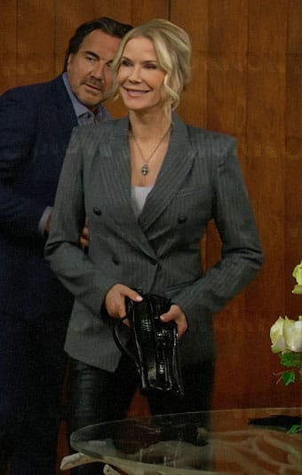 Brooke’s grey pinstripe blazer on The Bold and the Beautiful