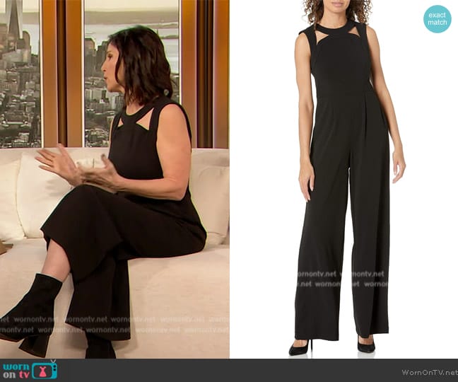 Calvin Klein Sleeveless Jumpsuit with Cut Outs worn by Stefanie Wilder-Taylor on The Drew Barrymore Show
