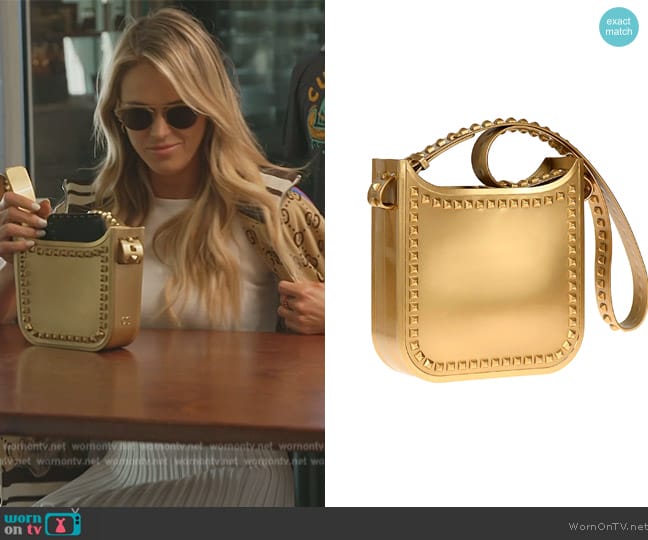 Carmen Sol Toni Mid Crossbody - Metallic Jelly worn by Olivia Flowers on Southern Charm
