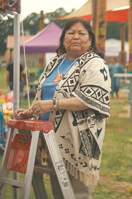 Caroline’s white print fringed jacket on Echo