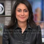 Dr Celine Gounder’s black leather shirtdress on CBS Mornings