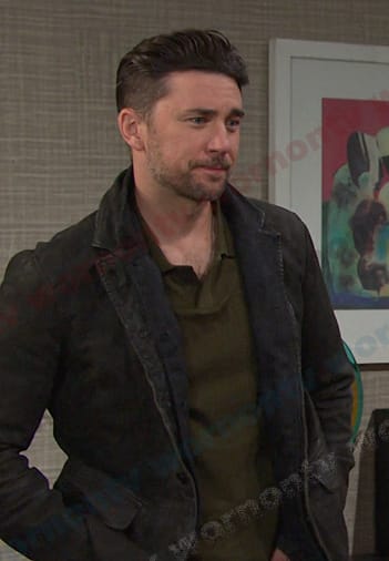 Chad’s dark grey leather jacket on Days of our Lives