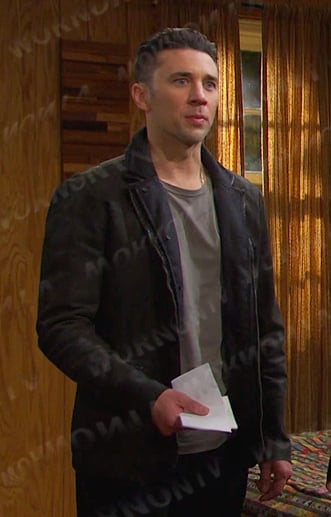 Chad’s dark grey leather jacket on Days of our Lives