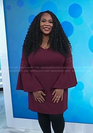 Charli Penn’s red lace bell sleeve dress on Today