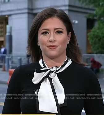 Chloe’s black contrast tie neck top on Today