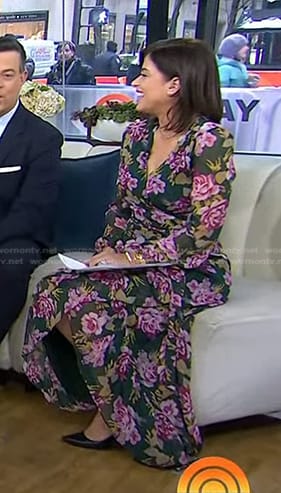 Chloe’s green floral wrap dress on Today