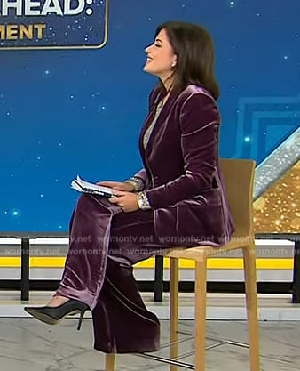 Chloe’s purple velvet suit on Today