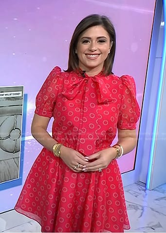 Chloe’s red printed puff sleeve dress on Today