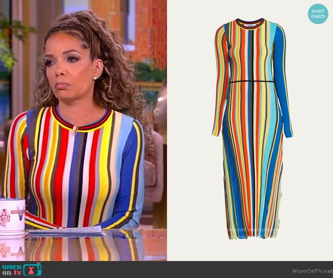 Christopher John Rogers Stripe Chenille Ribbed Long-Sleeve Dress worn by Sunny Hostin on The View