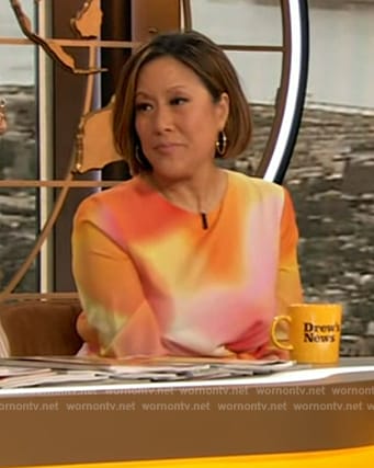 Cindy Hsu’s pastel tie dye dress on The Drew Barrymore Show