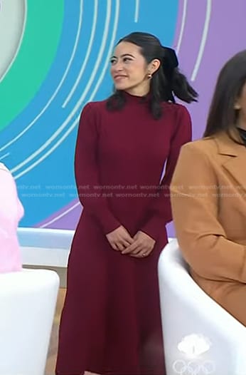 Claire Stern’s red ribbed knit midi dress on Today