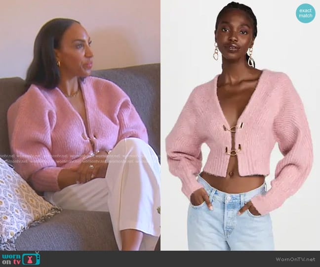 Cult Gaia Casella Knit Cardigan worn by Annemarie Wiley on The Real Housewives of Beverly Hills