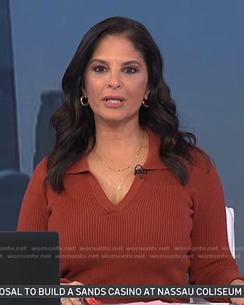 Darlene’s brown ribbed collared dress on Today