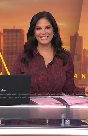 Darlene’s burgundy floral shirtdress on Today