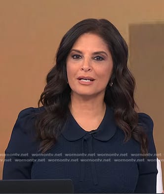 Darlene’s navy tie neck knit dress on Today