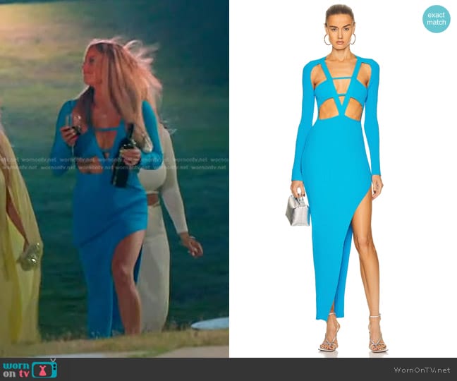 David Koma For FWRD Deep V Maxi Dress worn by Whitney Rose on The Real Housewives of Salt Lake City