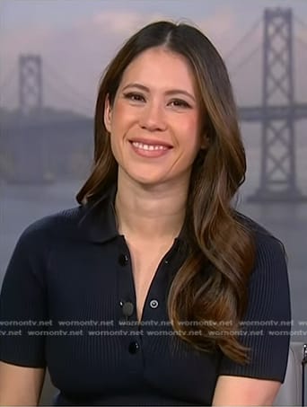 Deirdre’s navy ribbed polo dress on NBC News Daily