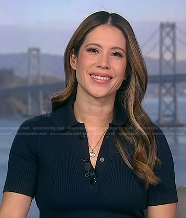 Deirdre’s navy ribbed polo dress on NBC News Daily