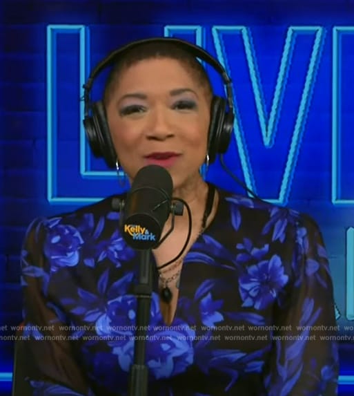 Deja Vu’s blue floral print dress on Live with Kelly and Mark