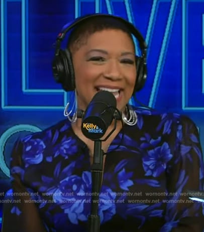 Deja Vu’s blue floral print dress on Live with Kelly and Mark