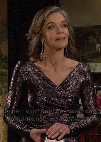 Diane’s metallic long sleeved dress on The Young and the Restless
