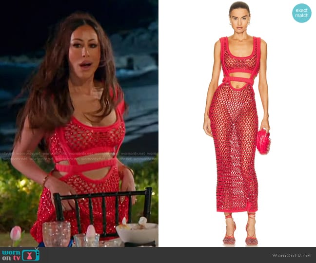 Diotima Lady Crystal Mesh Bralette worn by Angie Katsanevas on The Real Housewives of Salt Lake City