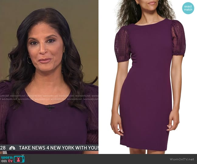 DKNY Puff Sleeve Mixed Media Dress worn by Darlene Rodriguez on Today