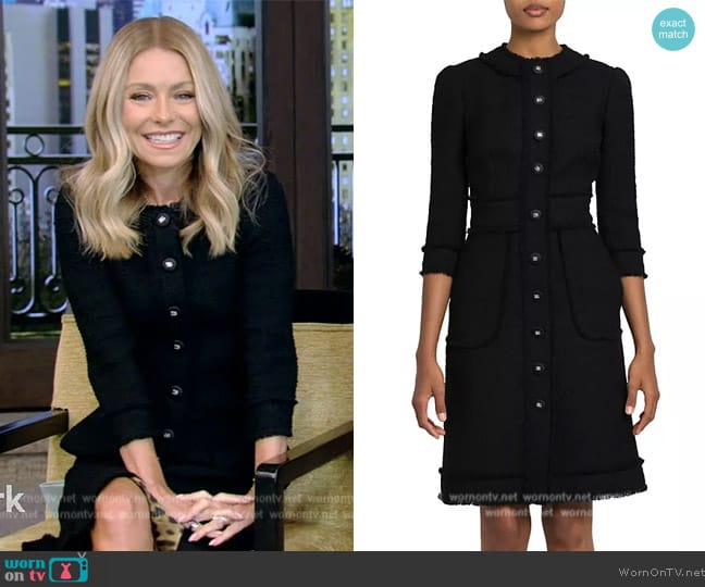 Dolce & Gabbana Tweed Button-Front Short Dress worn by Kelly Ripa on Live with Kelly and Mark