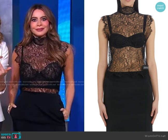 Dolce & Gabbana Sheer Lace Top worn by Sofia Vergara on Good Morning America