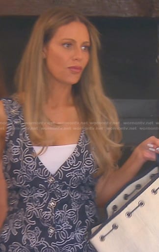 Dorit’s printed v-neck romper on The Real Housewives of Beverly Hills