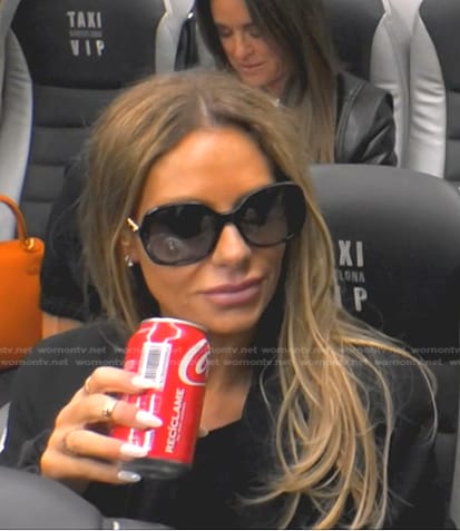 Dorit’s black leather tote bag and sunglasses on The Real Housewives of Beverly Hills