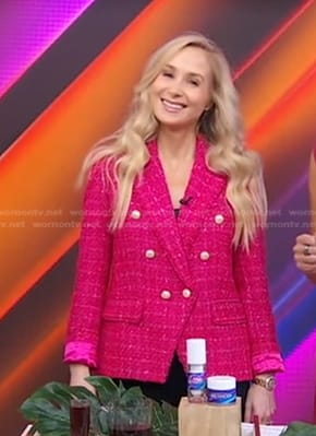 Dr. Whitney Bowe’s pink check tweed blazer on Good Morning America