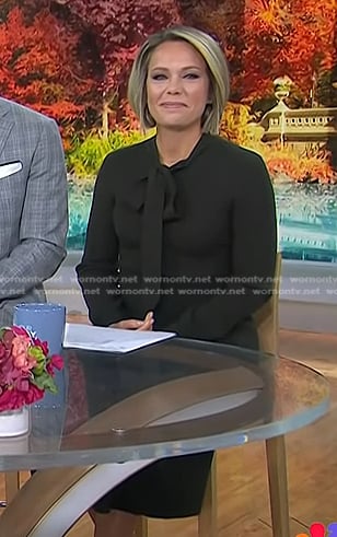 Dylan’s green tie neck dress on Today