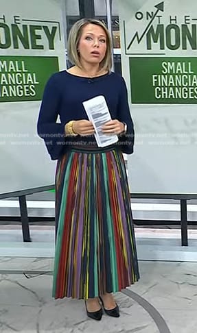 Dylan’s multicolor striped pleated skirt on Today
