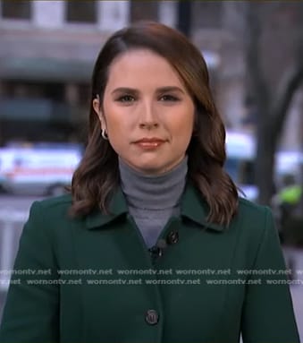 Elizabeth Schulze’s green coat on Good Morning America