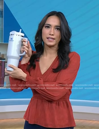 Emilie’s red smocked peplum top on Today