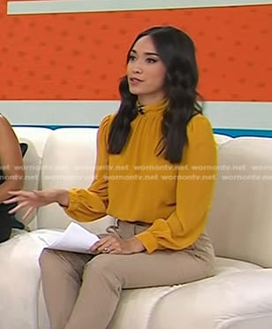 Emilie’s yellow mock neck blouse on Today