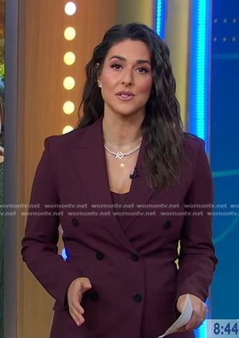 Erielle’s burgundy double breasted blazer on Good Morning America