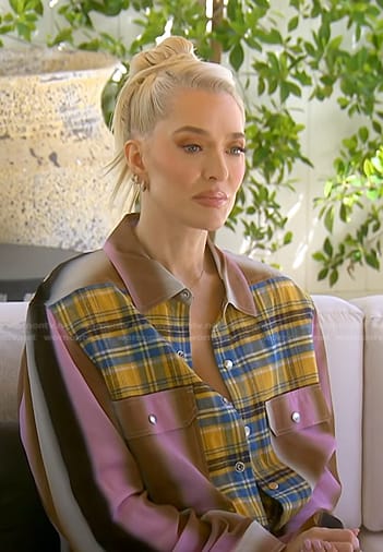 Erika’s plaid panel shirt on The Real Housewives of Beverly Hills
