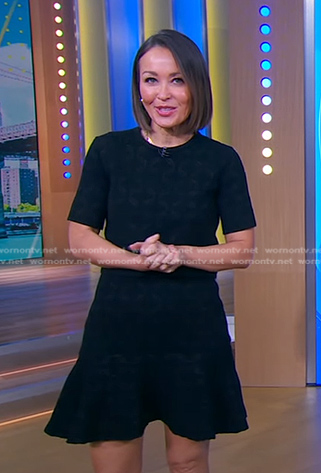 Eva’s black patterned mini dress on Good Morning America