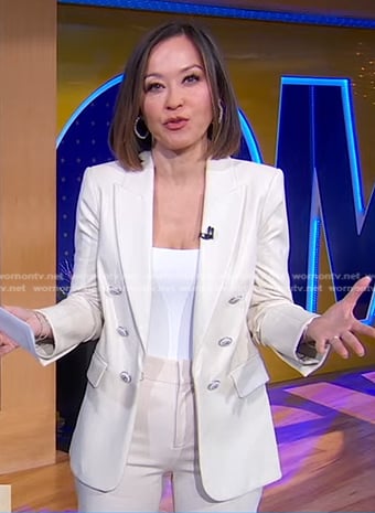 Eva’s ivory double breasted blazer on Good Morning America